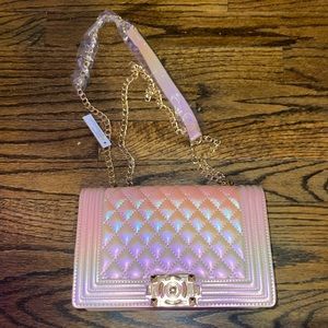 NWT Pink Iridescent Quilted Crossbody Bag